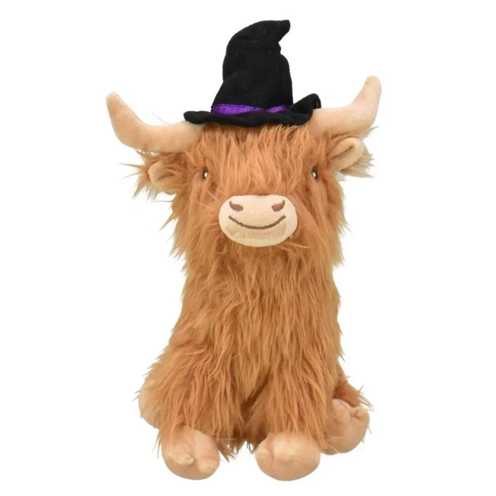 Multipet Highland Cow Witch Hat Dog Interactive Plush Toy Brown Plush Halloween